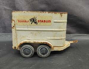 Vintage Tonka Stables Pressed Steel White Horse Trailer